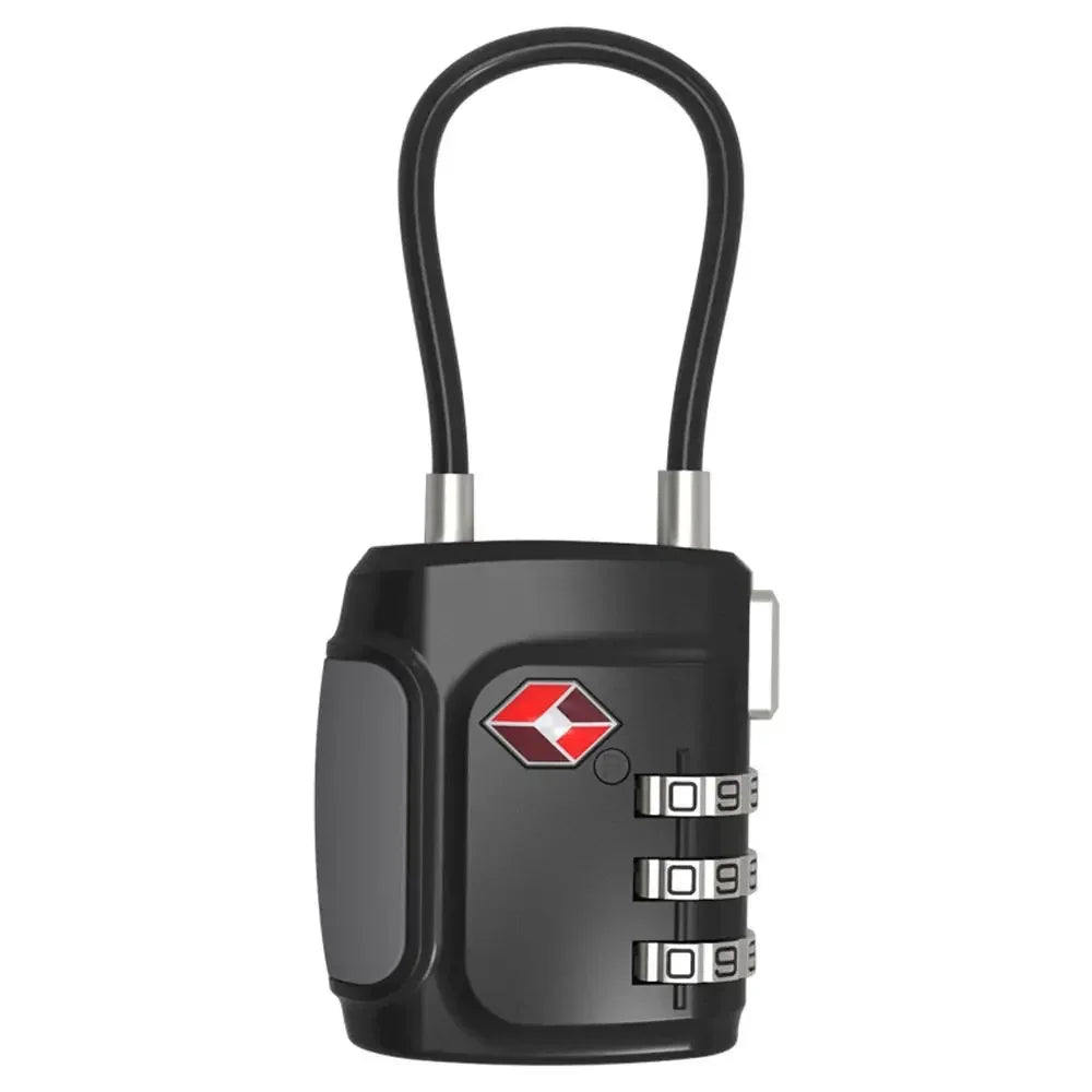High Security TSA Customs Lock Overseas Customs Clearance Trolley Luggage Suitcase Backpack Password Padlock with Steel Cable