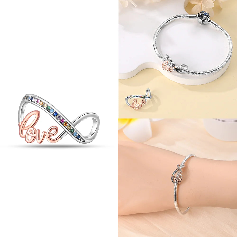 Charms 925 Silver Blue Original Stars Heart Zircon Chameleon Panda Glass Beads Fit Bracelet Jewelry Women Diy Accessories