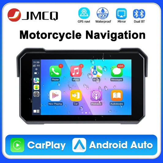 Jansite 5 inch Motorcycle Navigation GPS Wireless Carplay&Android Auto IPX7 Waterproof Display Dual Bluetooth 5.0 Moto Monitor