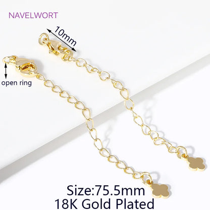 1/3/5Pcs/lot, 18K Gold Plated Round Extension Chain For Jewelry Making, Brass Extended Tail Chain, DIY Necklace Accessories