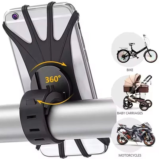 Silicone Bicycle Phone Holder Universal Bike Motorcycle Mobile Phone Stand Handlebar Clip Bracket for 4 to 6.5 inch Cell Phone