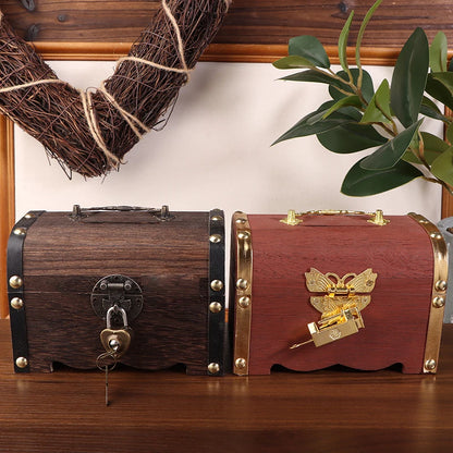 Classic Treasure Chest Savings Box with Secure Lock for Home Ornamentation