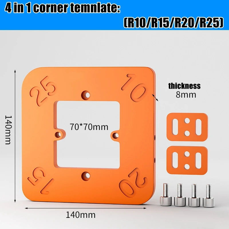 Woodworking Router Corner Radius Templates Jig R10 to R50 Routing Curved Corners Milling Circular Radian Hardness ABS Tool