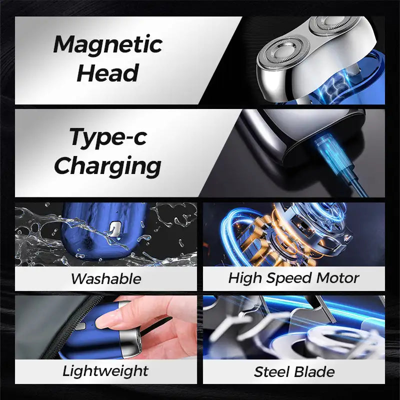 Mini Double Head Electric Shave Magnetic Suction Men's USB Rechargeable Portable Waterproof Shaver