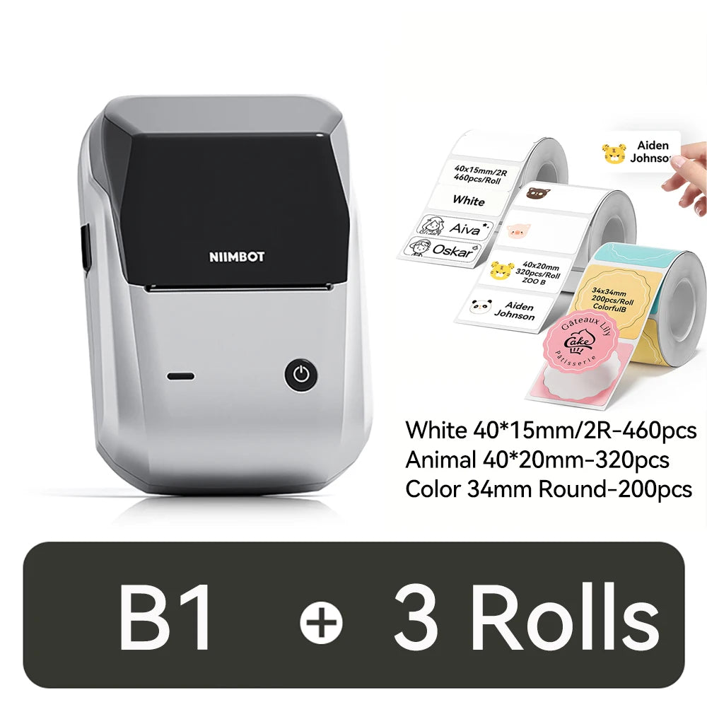NIIMBOT B1 Portable Thermal Printer With Tapes 2 Inch Adhesive Label Printer Mini Bluetooth Sticker Maker Support Smartphones PC
