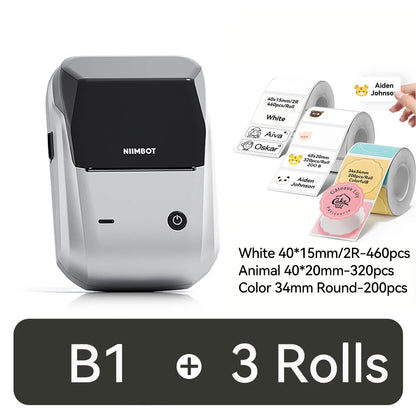 NIIMBOT B1 Portable Thermal Printer With Tapes 2 Inch Adhesive Label Printer Mini Bluetooth Sticker Maker Support Smartphones PC