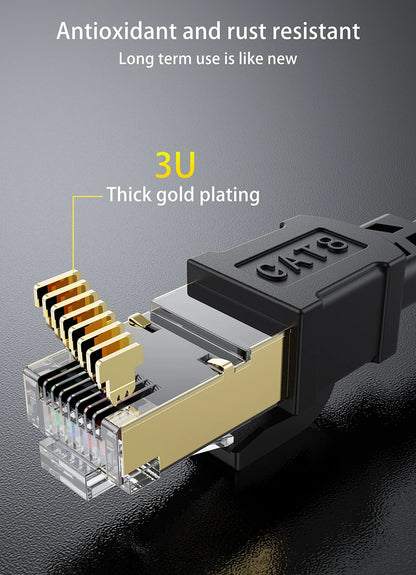 CAT 8 Ethernet Cable 40Gbps 2000MHz CAT8 RJ45 Network Lan Patch Cord Flat 10m 15m 20m 30m 50 ft 100feet for Modem Router PS 5/4