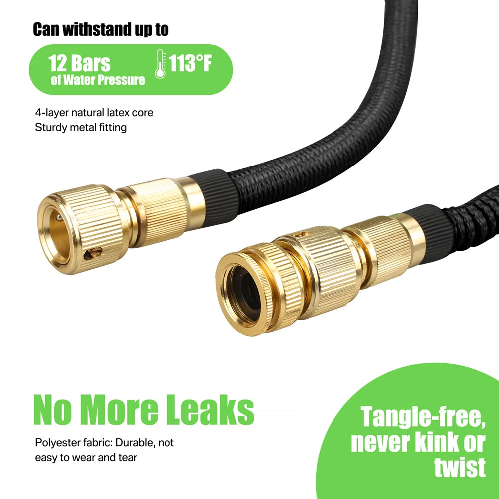 Garden Water Hose Expandable Double Metal Connector High Pressure PVC Reel Magic Water Pipes for Garden Farm Irrigation Car Wash