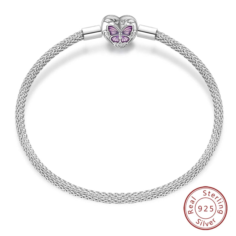 Bracelet Silver 925 Original 17-20CM Star Moon Sun Four Leaf Clover Green Zircon Bracelets Fit DIY Charms Birthday Jewelry Gifts