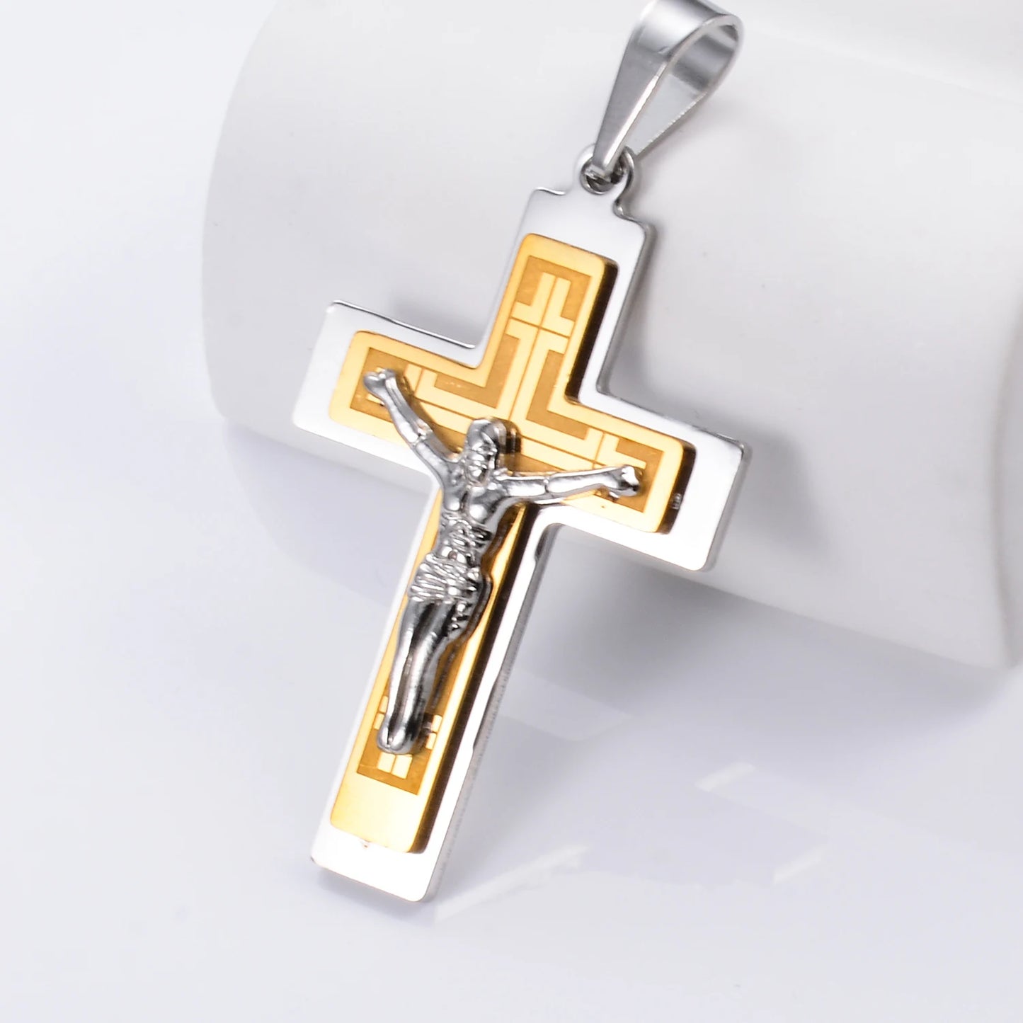 Stainless Steel Cross Pendant Jesus Prayed Fashion Men Women Metal Geometry Punk Gothic Party Jewelry Vintage Gifts