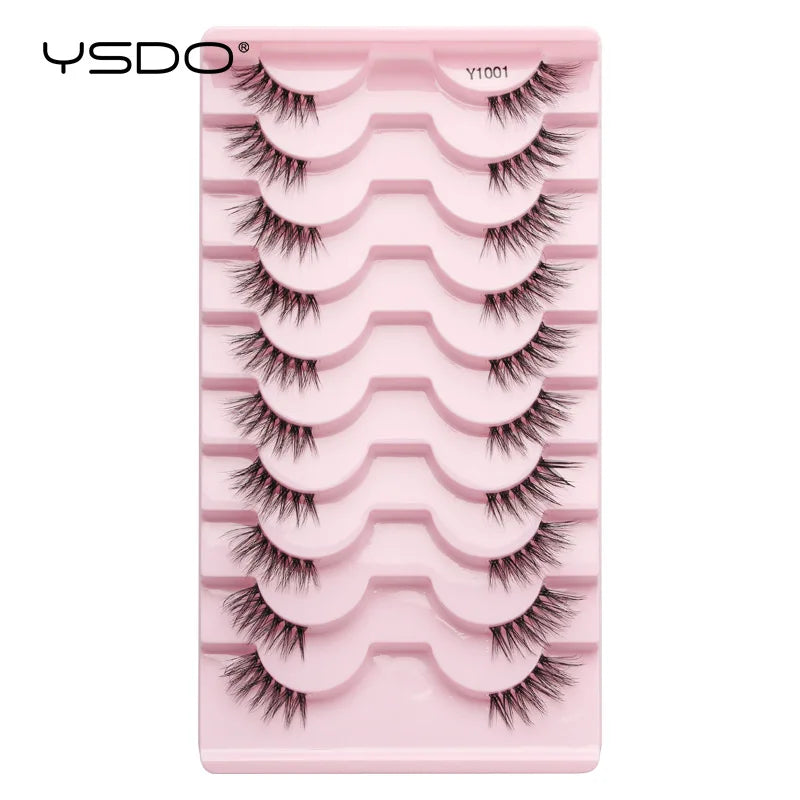 YSDO 5/10 Pairs Half Lashes Cat Eyelashes Soft Natural Clear Band False Lashes Natural Wispy Faux 3d Mink Eyelashes Makeup Tools