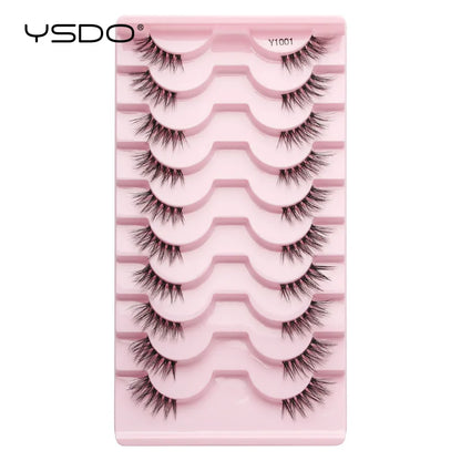 YSDO 5/10 Pairs Half Lashes Cat Eyelashes Soft Natural Clear Band False Lashes Natural Wispy Faux 3d Mink Eyelashes Makeup Tools