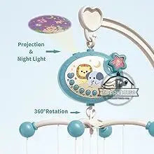 Baby Crib Mobile with Lights Music Projection for Infants 0-6 Months Remote Control Crib Toys for Newborn Baby Mobile for Crib