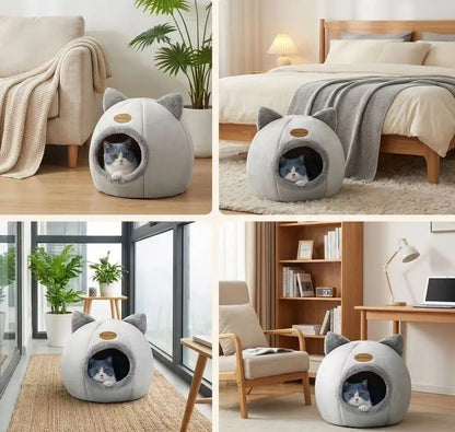 Pets Tent Cozy Cave Nest Indoor Pet Deep Sleep Comfort Cat Bed Iittle Mat Basket Small Dog House Products Semi-enclosed Cat Bed