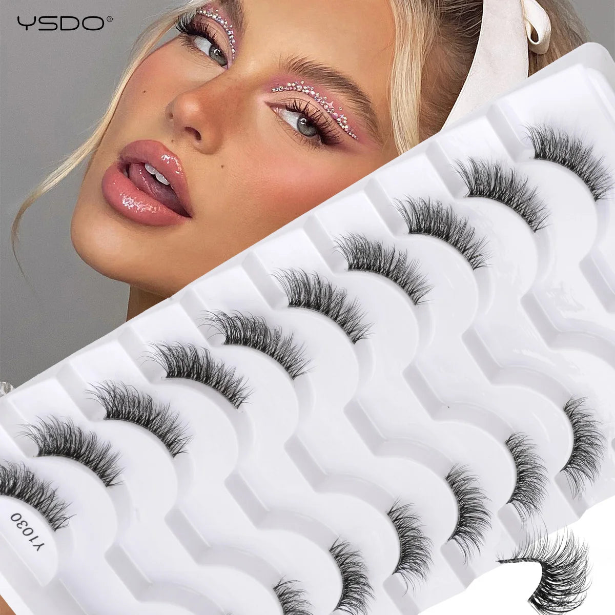 YSDO 5/10 Pairs Half Lashes Cat Eyelashes Soft Natural Clear Band False Lashes Natural Wispy Faux 3d Mink Eyelashes Makeup Tools
