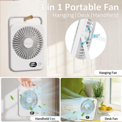 Mini Portable Fan USB Desk Fan Foldable Table Fans with 5 Speeds Powerful Wind Rechargeable Wall Mounted Fan Small Camping Fans