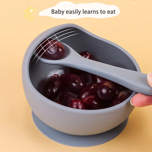 2PC Silicone Suction Bowl Feeding Tableware for Infants and Young Children Training Learning to Eat Bowls and Baby Supplementary Food Bowls