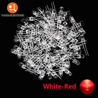5mm LED Diode, F5 Assorted Kit, White Green Red Blue Yellow Orange Pink Purple Warm White, DIY Light Emitting Diode