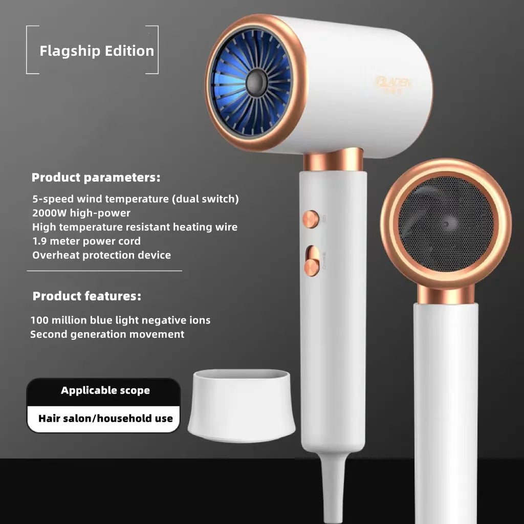 New Generation High-Speed Hair Dryer 2400W High-Power Blue Light Negative Ion Ultra Silent Recommended For Home Hair Salons