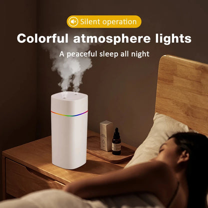 300/600ML USB Air Humidifier For Home Car With Colorful Night Light Large Capacity Essential Oil Aroma Diffuser Mist Sprayer