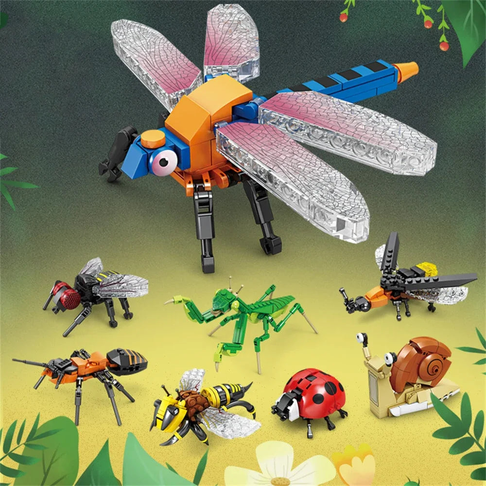 Ladybug Insects Building Blocks Toys Set - Long-Lasting Play for Kids, Great Collectible Models Dragonfly Mantis Housefly & More