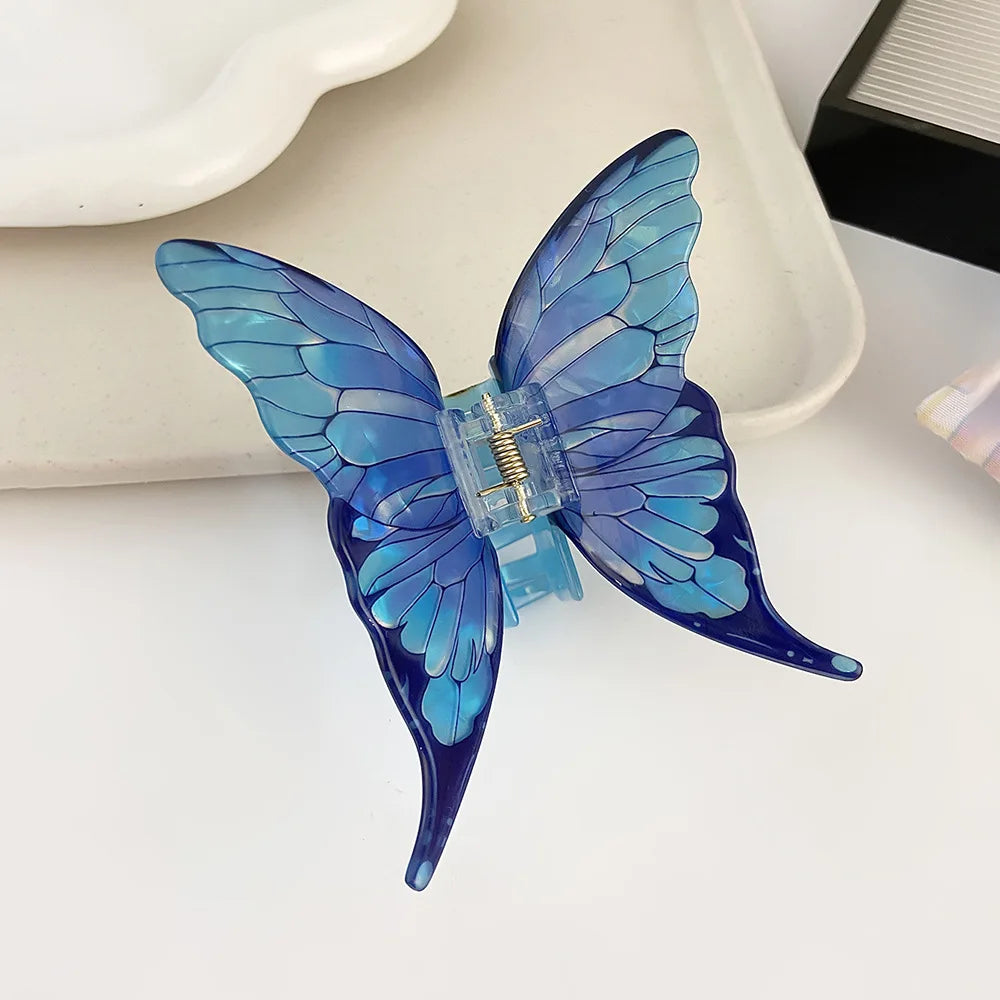DS New Sweet Simulated Butterfly Hair Claw 9.2CM Large Butterfly Acrylic Claw Clips Trendy Hair Clips Hair Accessories for Women