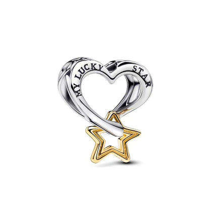 Blue Sparkling Zircon Star Moon Series Charms Beads Fit Original Bracelet Women DIY Pendant Accessories Jewelry 925 Silver Gifts