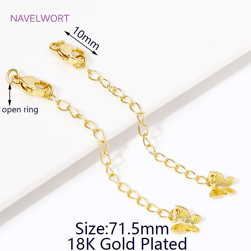 1/3/5Pcs/lot, 18K Gold Plated Round Extension Chain For Jewelry Making, Brass Extended Tail Chain, DIY Necklace Accessories