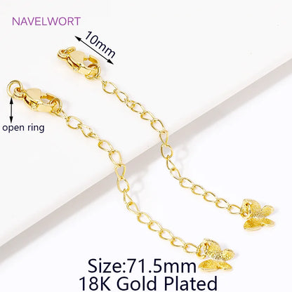 1/3/5Pcs/lot, 18K Gold Plated Round Extension Chain For Jewelry Making, Brass Extended Tail Chain, DIY Necklace Accessories