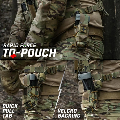 MOLLE Tourniquet Holder IFAK TQ Holder Tactical Medical Pouch Holster First Aid Kit Cross Patch/Bungee Cord with tourniquet