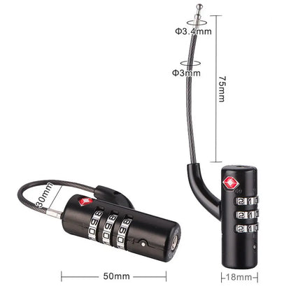 High Security TSA Customs Lock Overseas Customs Clearance Trolley Luggage Suitcase Backpack Password Padlock with Steel Cable