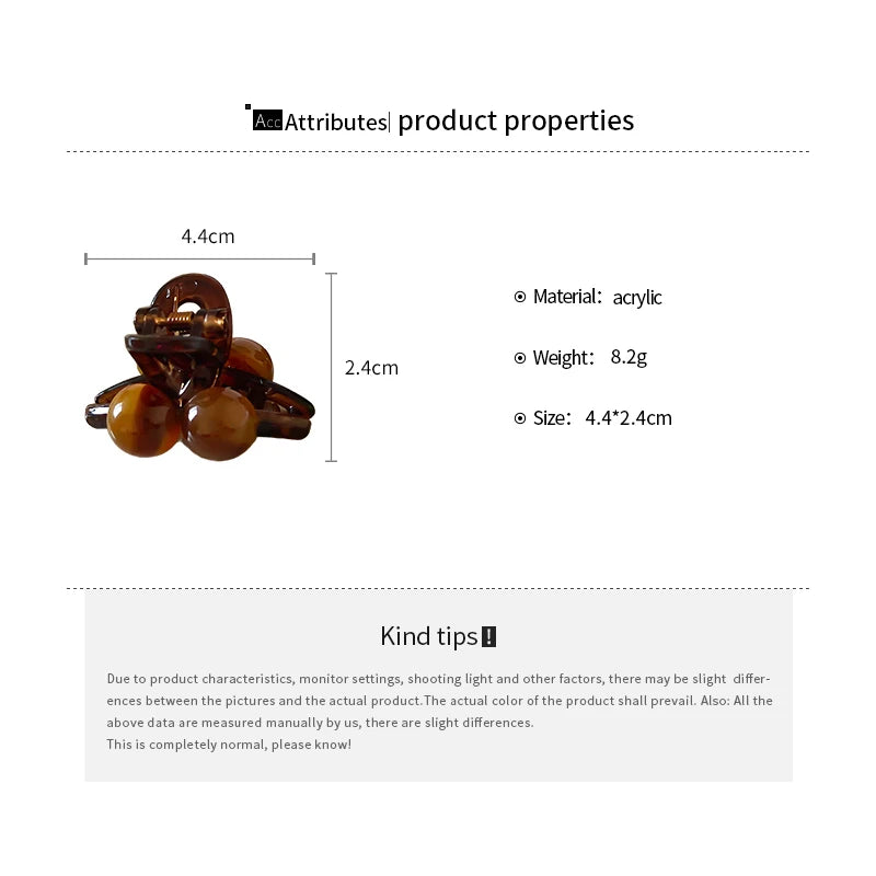 Mini Cute Maillard Round Acrylic Hair Claws For Women Small Premium Light Luxury Versatile Practical Side Clips Head Accessories