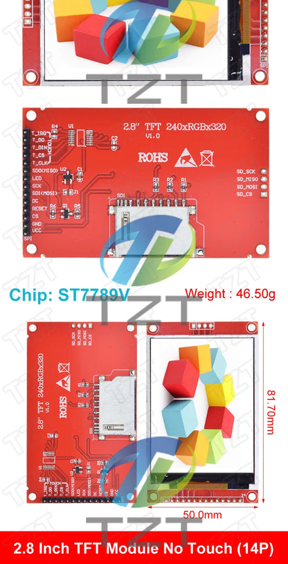 240x320 2.8" SPI TFT LCD Touch Panel Serial Port Module With PBC ILI9341 / ST7789V 2.8 Inch SPI Serial Display With Touch Pen