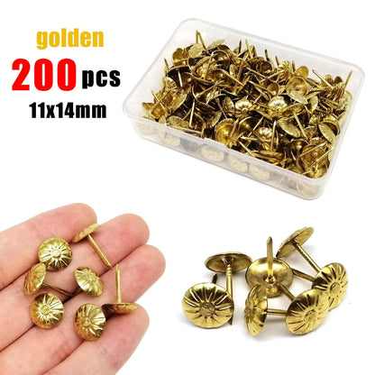 200/300pcs Diameter 11mm Wooden Jewelry Gift Wine Case Box Sofa Decorative Tack Stud Upholstery Nail Pushpin Doornail Box Packed