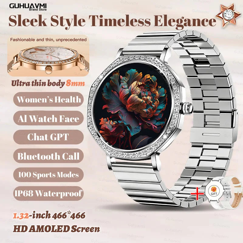 2026 Ultra Thin Women Smart Watch Screen Always Display Time Sports Bracelet Bluetooth Call Fashion Smartwatch Ladies Best Gift