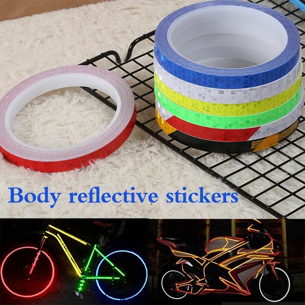 Safety Warning Stickers for Night Riding-Walking-Car-Helmet, Waterproof High Visibility Reflector Tape, Reflective Stickers, 1cmx8m