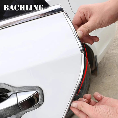 2/5/10M Car Door Edge Scratch Protector DIY Trim Strips Guard Cover Strip Roll Chrome Styling Moulding Trim Strip