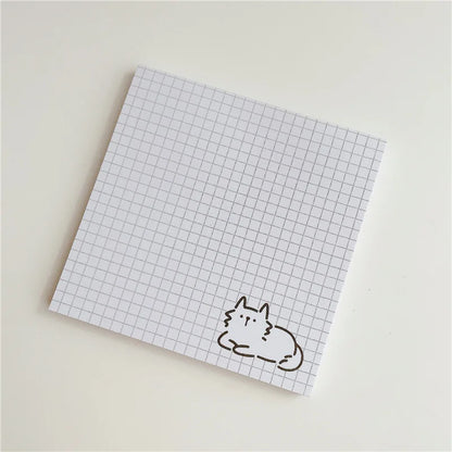 50Sheets, Cartoon Brief Strokes, Cute Cat Memo Pad, Simple Style Kawaii Message Paper, Student To Do List Notes, School Stationery