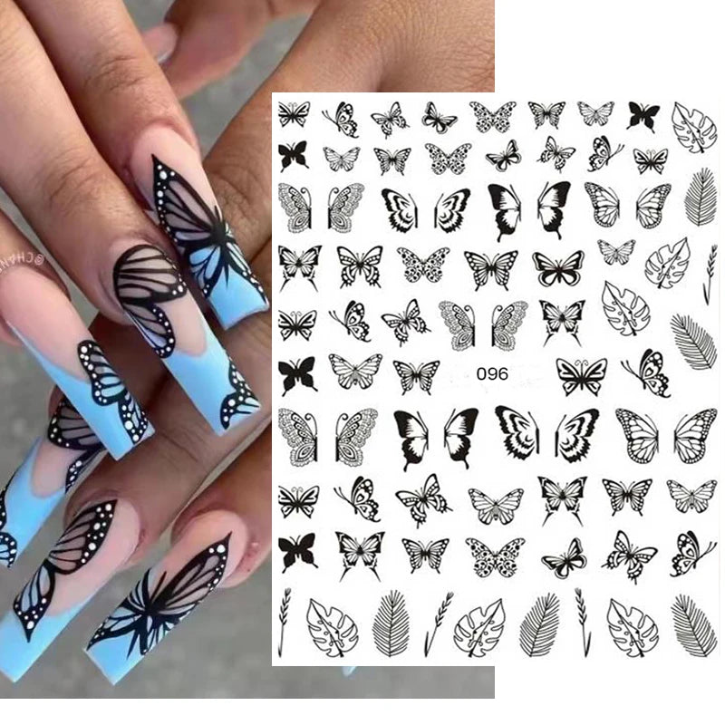 3d Nail Art Decals Tropical Palm Leaves Flowers Laces Faces Adhesive Sliders Nail Stickers Decoration For Nail Manicure
