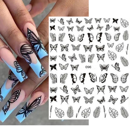 3d Nail Art Decals Tropical Palm Leaves Flowers Laces Faces Adhesive Sliders Nail Stickers Decoration For Nail Manicure