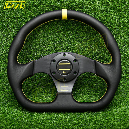 13-inch 320mm D-Shape Leather Steering Wheel JDM Universal Racing Sports Steering Wheel