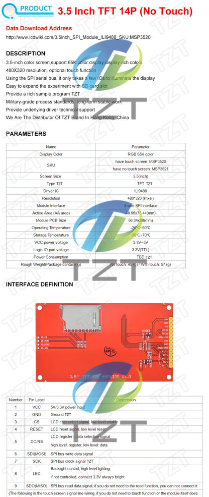 TFT Display, 0.96/1.3/1.44/1.8/2.4/2.8/3.5 Inch TFT Full Color Screen LCD Module, ST7735 ILI9341 Driver Interface SPI for Arduino