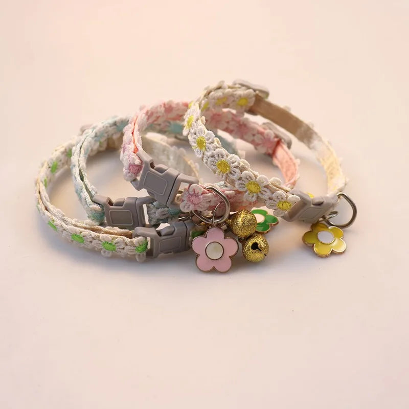 1Piece Adjustable Cat Collar With Pendant Lace Pet Collar Suitable For Small Cats and Dogs Cat Collar Personalized Accessories