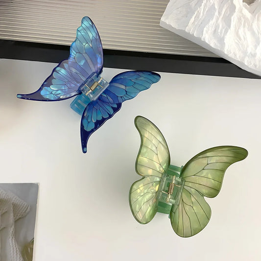 DS New Sweet Simulated Butterfly Hair Claw 9.2CM Large Butterfly Acrylic Claw Clips Trendy Hair Clips Hair Accessories for Women