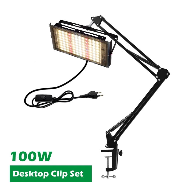 AC220V LED Plant Grow Light 50W/100W Phyto Lamp Full Spectrum Growing Lights with Bracket Adjustable Tripod for Seeds Veg Flower