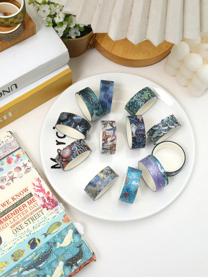 Creative Floral Hot Foil Washi Tape Set, 12 Rolls Decorative Masking Tape for Scrapbooking, Journaling, DIY Gift Supplies