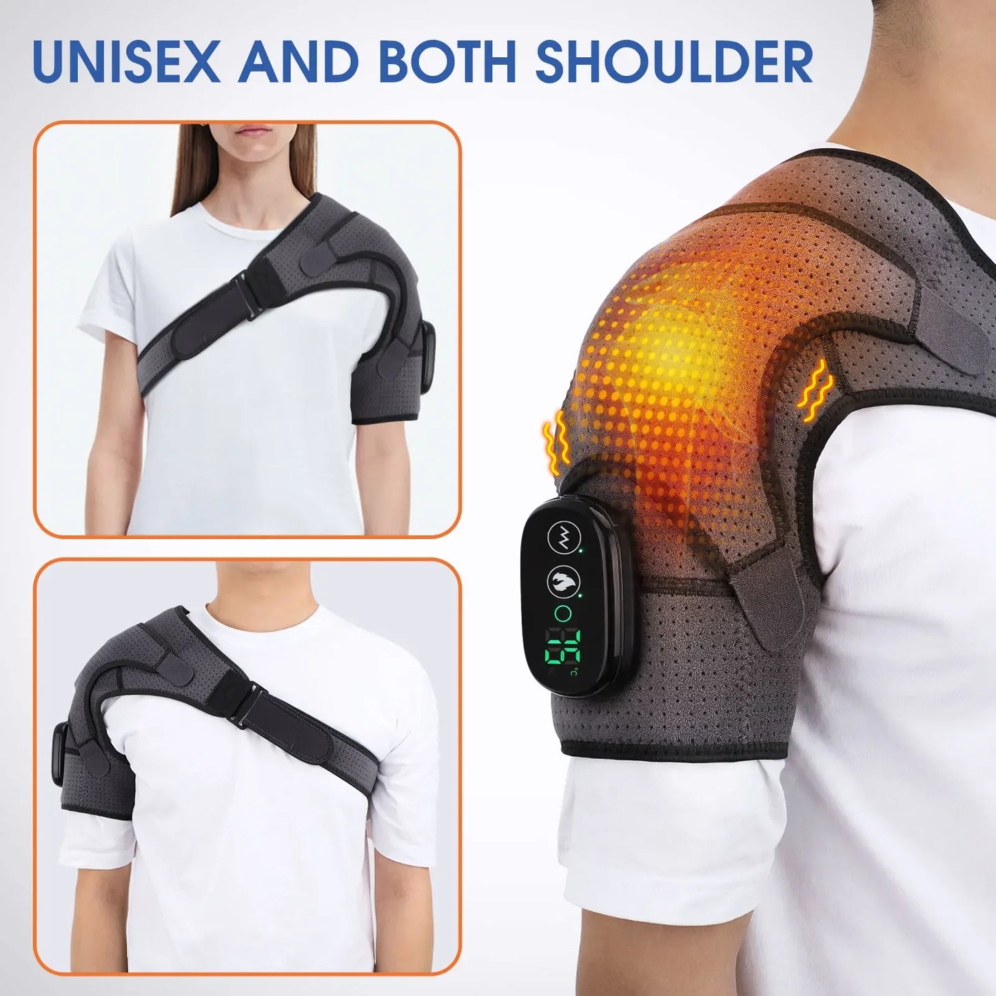 Electric Heating Shoulder Massage Belt Back Shoulder Brace Shoulder Support Adjustable LED Hot Compress Heating Shoulder Shawl