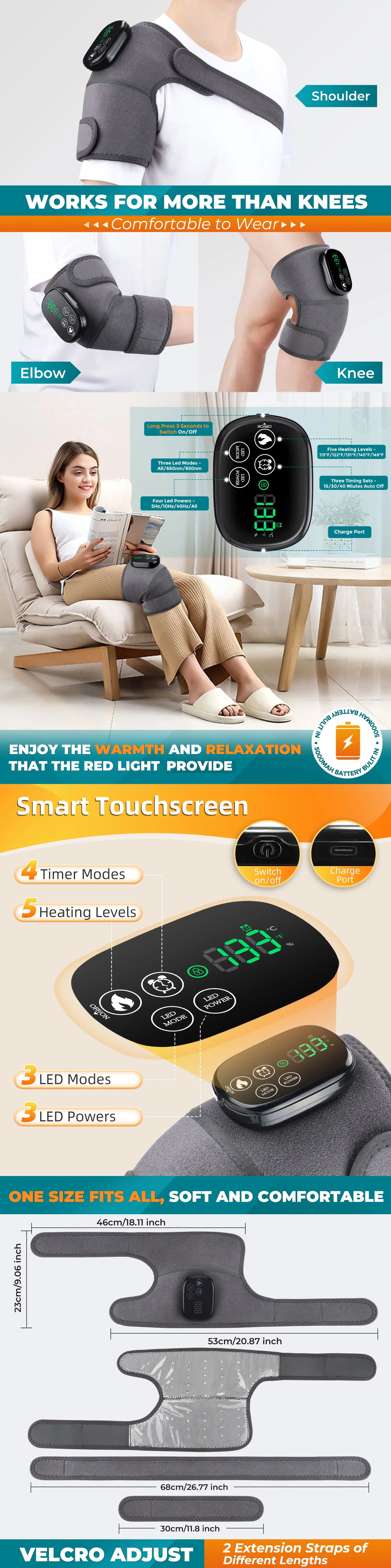 Electric Heated Vibration Knee Massage Pad, 3 in 1 Massager for Shoulder Elbow, Hot Compress Thermal Joint Brace Muscle Relaxation