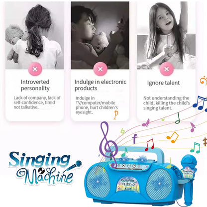 Kid Karaoke Singing Machine with Microphone Portable Musical Instrument with Light Educational Toy Girl Boy Party Birthday Gift