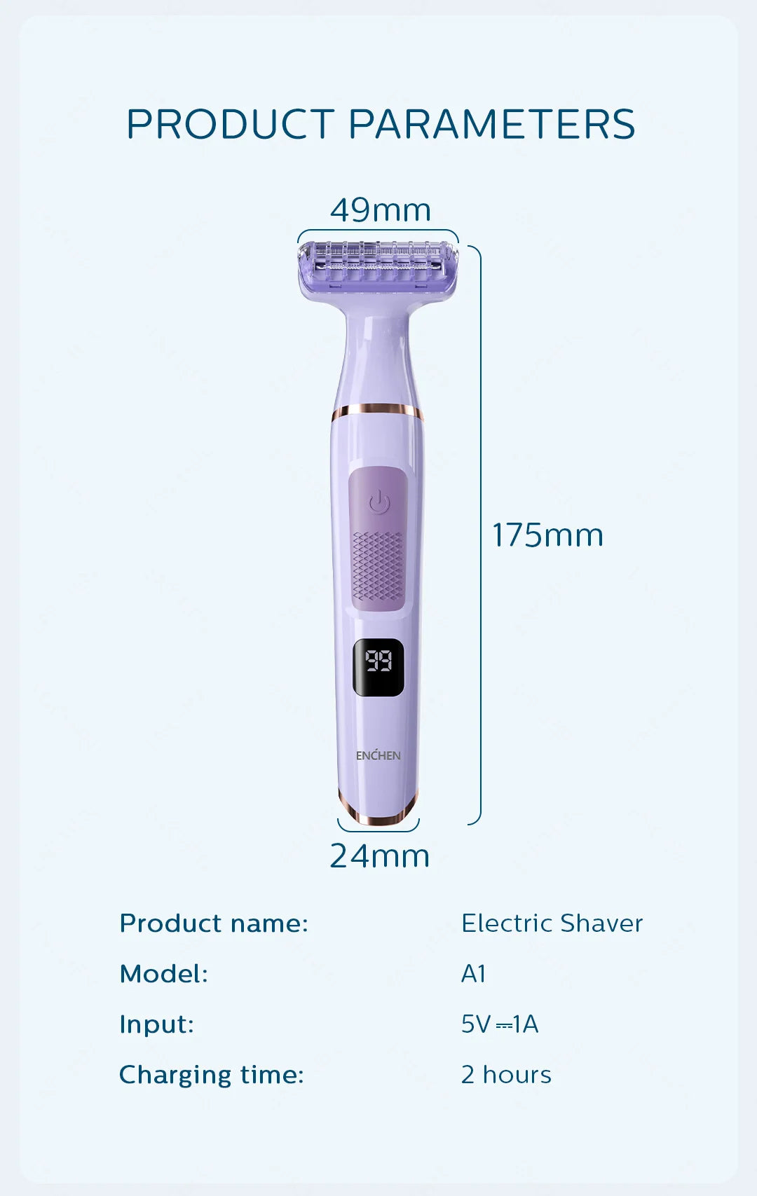 ENCHEN A1 Hair Trimmer For Lady Wet&Dry Suitable For The Whole Body Type-C Fast Charge 3-IN-1 Smooth Painless Detachable Blade
